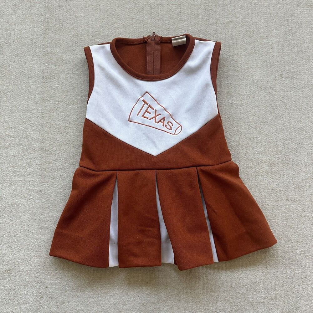Little King Baby Toddler VTG Texas Longhorns Orange White Cheerleading One Piece
